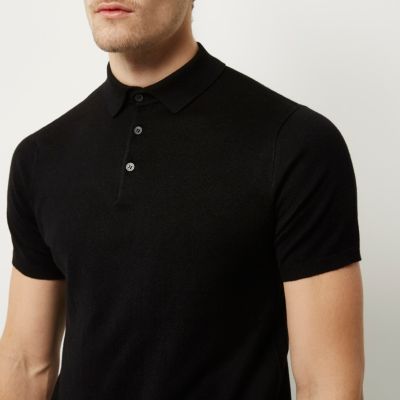 Black slim fit polo shirt